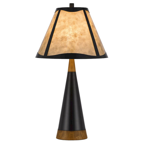 150W 3 Way Clemente Metal/Birch Wood Mica Table Lamp - Cal Lighting