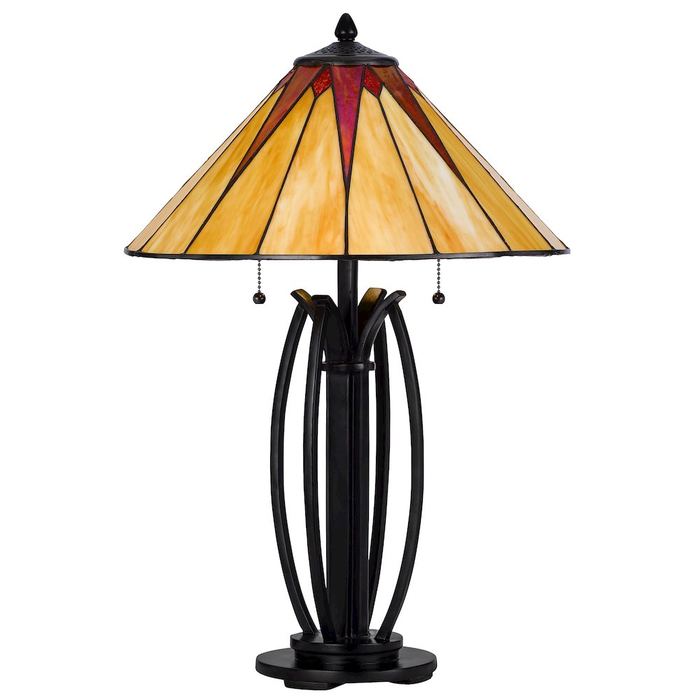 60W X 2 Metal/Resin Tiffany Table Lamp With Pull Chain Switches - Cal Lighting
