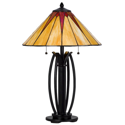 60W X 2 Metal/Resin Tiffany Table Lamp With Pull Chain Switches - Cal Lighting