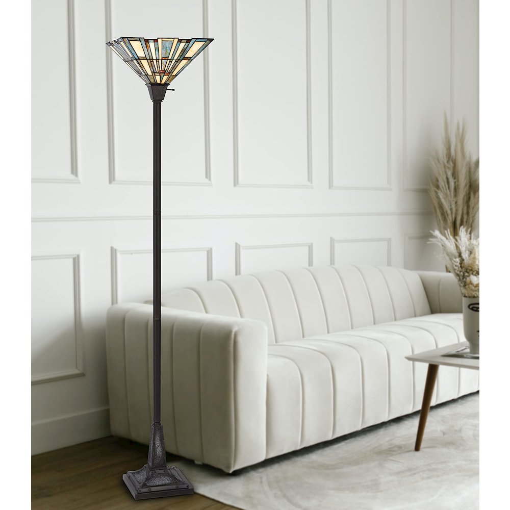 150W 3 Way Metal/Resin Tiffany Torchiere - Cal Lighting