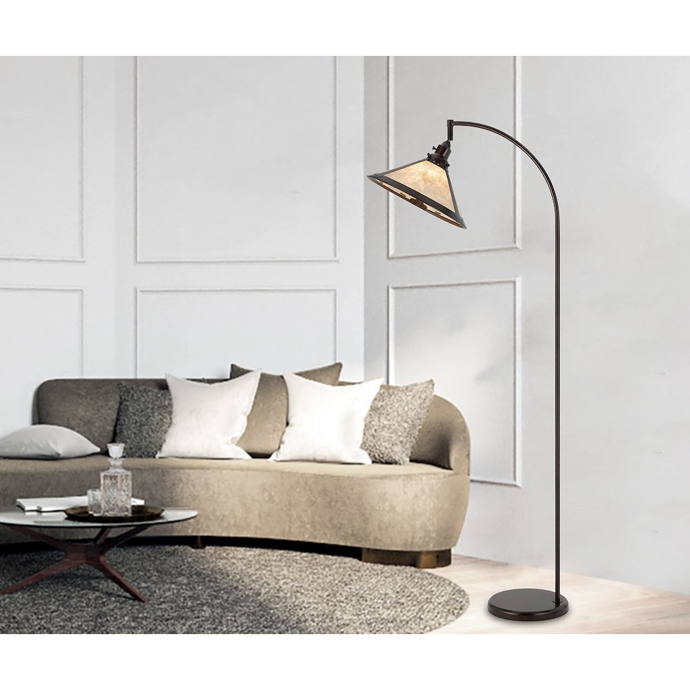 60W Downbridge Adjustable Metal Floor Lamp With Mica Shade - Cal Lighting