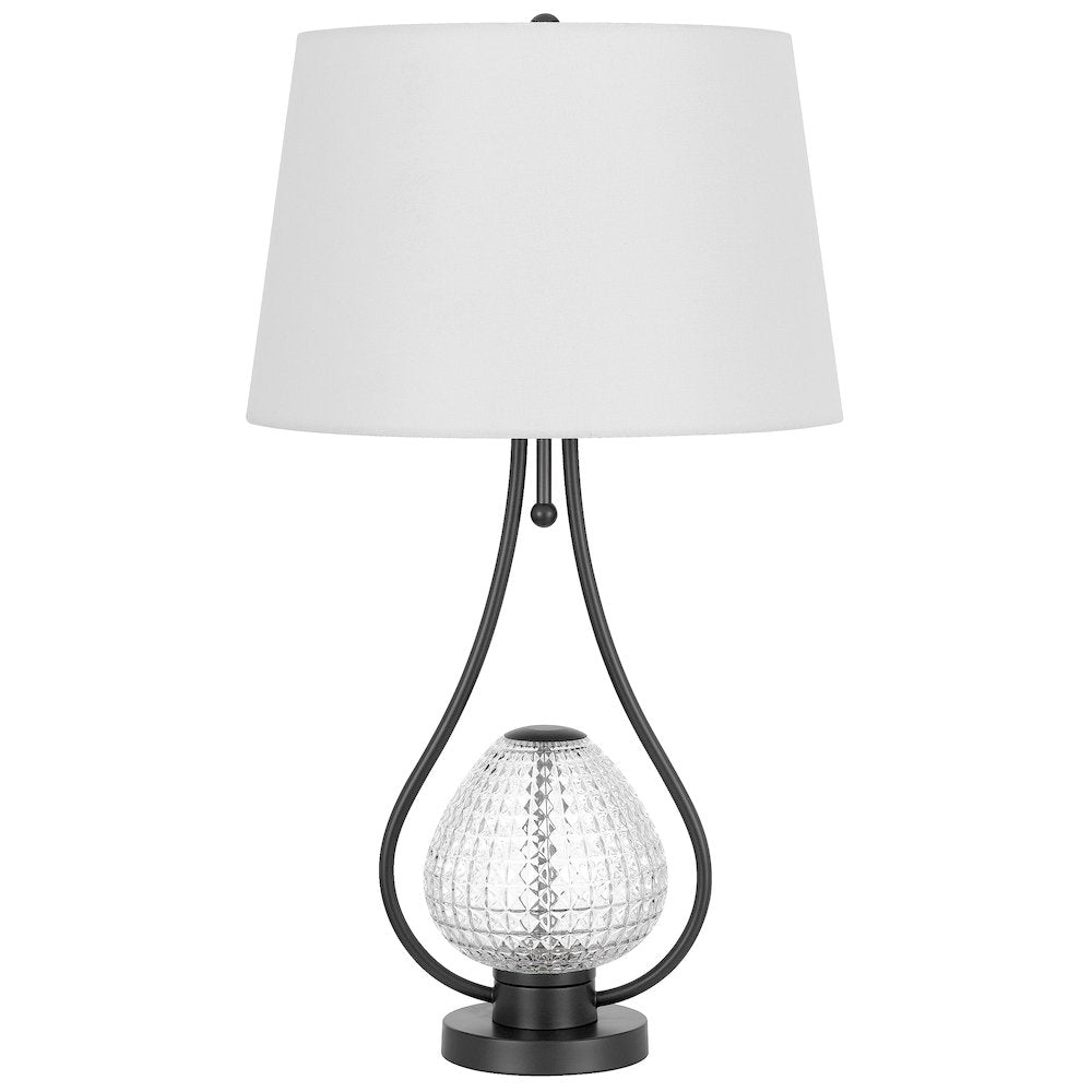 Forssa 100W 3 Way Table Lamp With 2W Led Night Light In Glass And Metal Base. - Cal Lighting