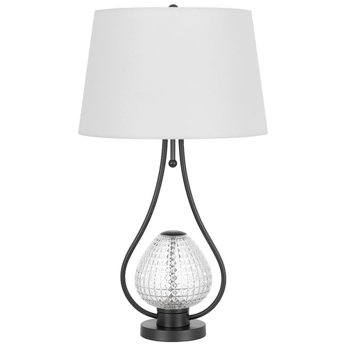 Forssa 100W 3 Way Table Lamp With 2W Led Night Light In Glass And Metal Base. - Cal Lighting