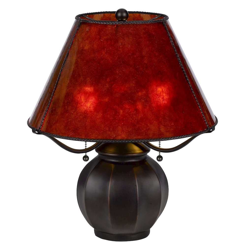 60W X 2 Indio Metal/Resin Mica Table Lamp With Pull Chain Switch - Cal Lighting