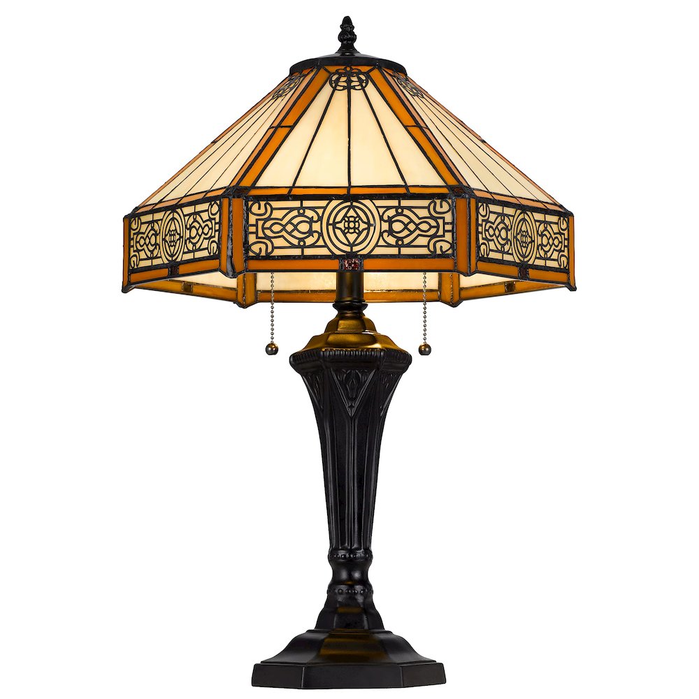 60W X 2 Metal/Resin Tiffany Table Lamp With Pull Chain Switches - Cal Lighting