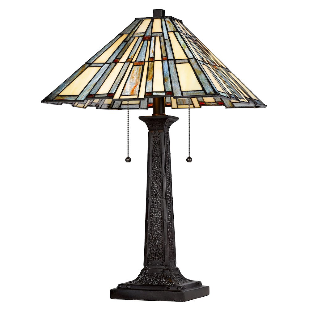 60W X 2 Metal/Resin Tiffany Table Lamp With Pull Chain Switches - Cal Lighting