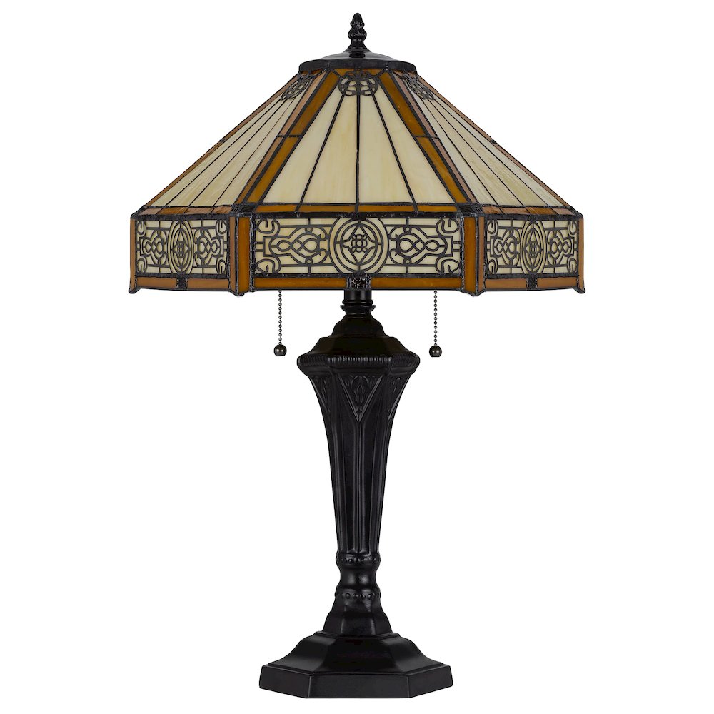 60W X 2 Metal/Resin Tiffany Table Lamp With Pull Chain Switches - Cal Lighting