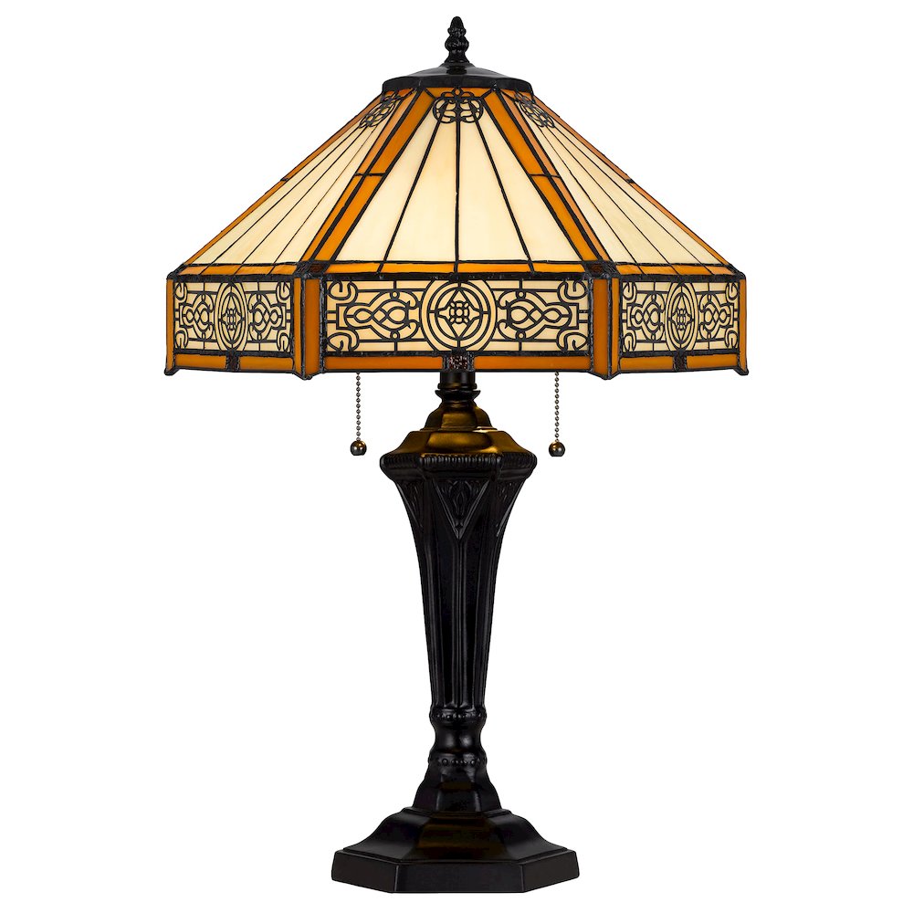 60W X 2 Metal/Resin Tiffany Table Lamp With Pull Chain Switches - Cal Lighting