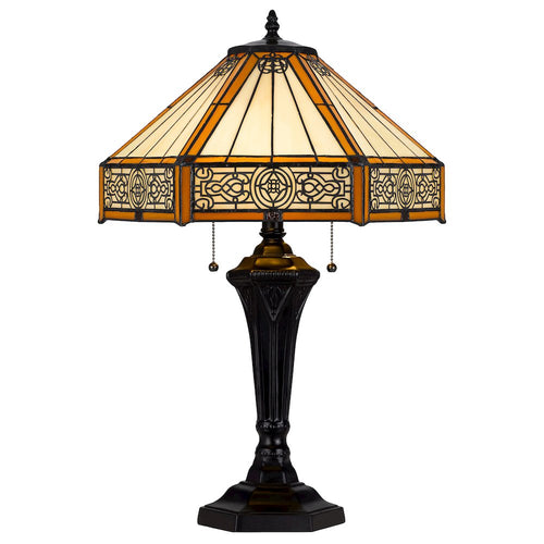 60W X 2 Metal/Resin Tiffany Table Lamp With Pull Chain Switches - Cal Lighting