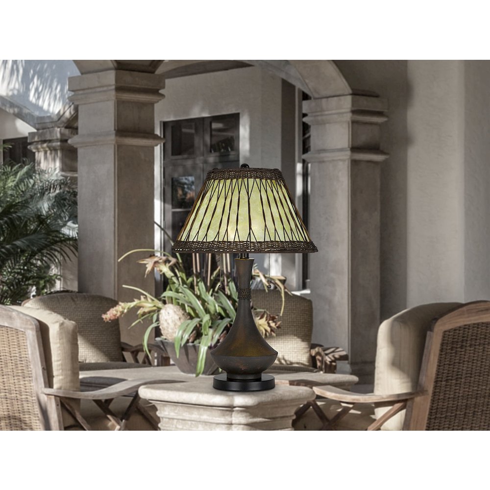 60W X 2 Mateo Metal/Resin Table Lamp With Pull Chain Switches And Rattan Shade - Cal Lighting