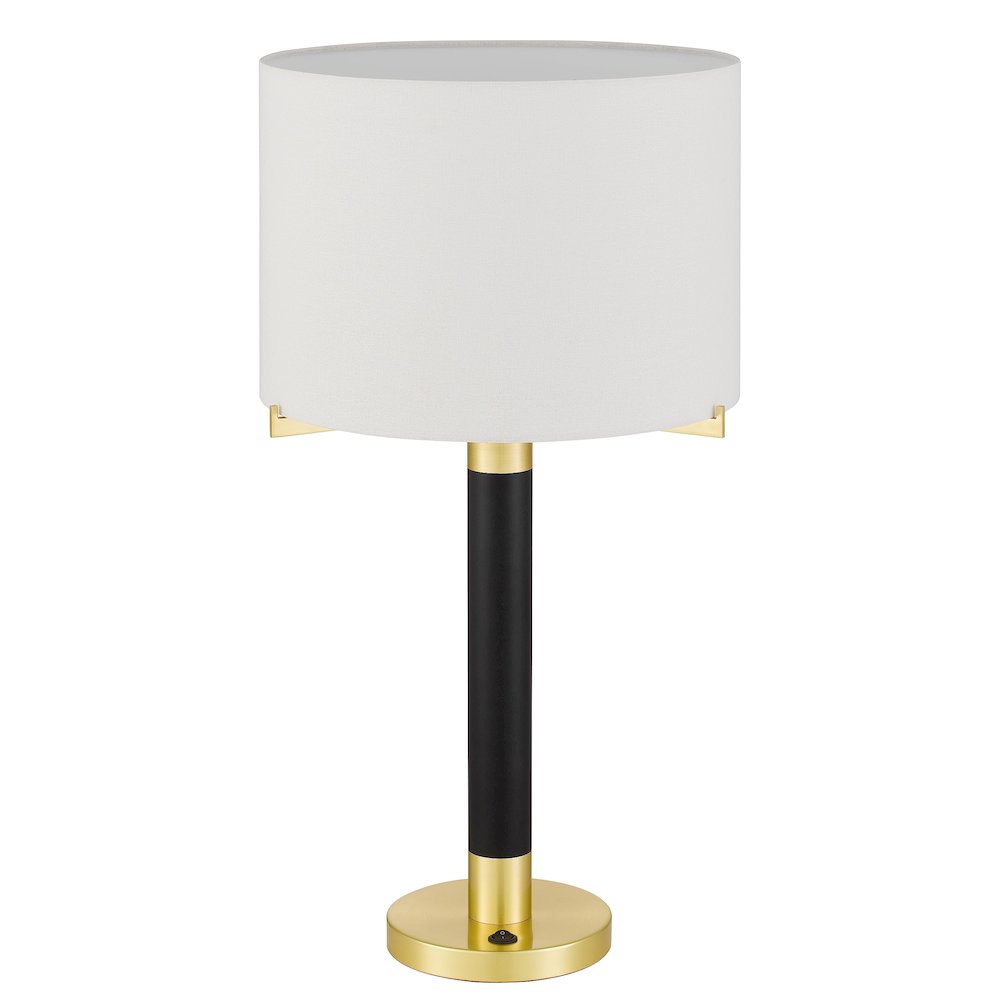 Goldston 100W Metal Table Lamp With Drum Hardback Fabric Shade - Cal Lighting