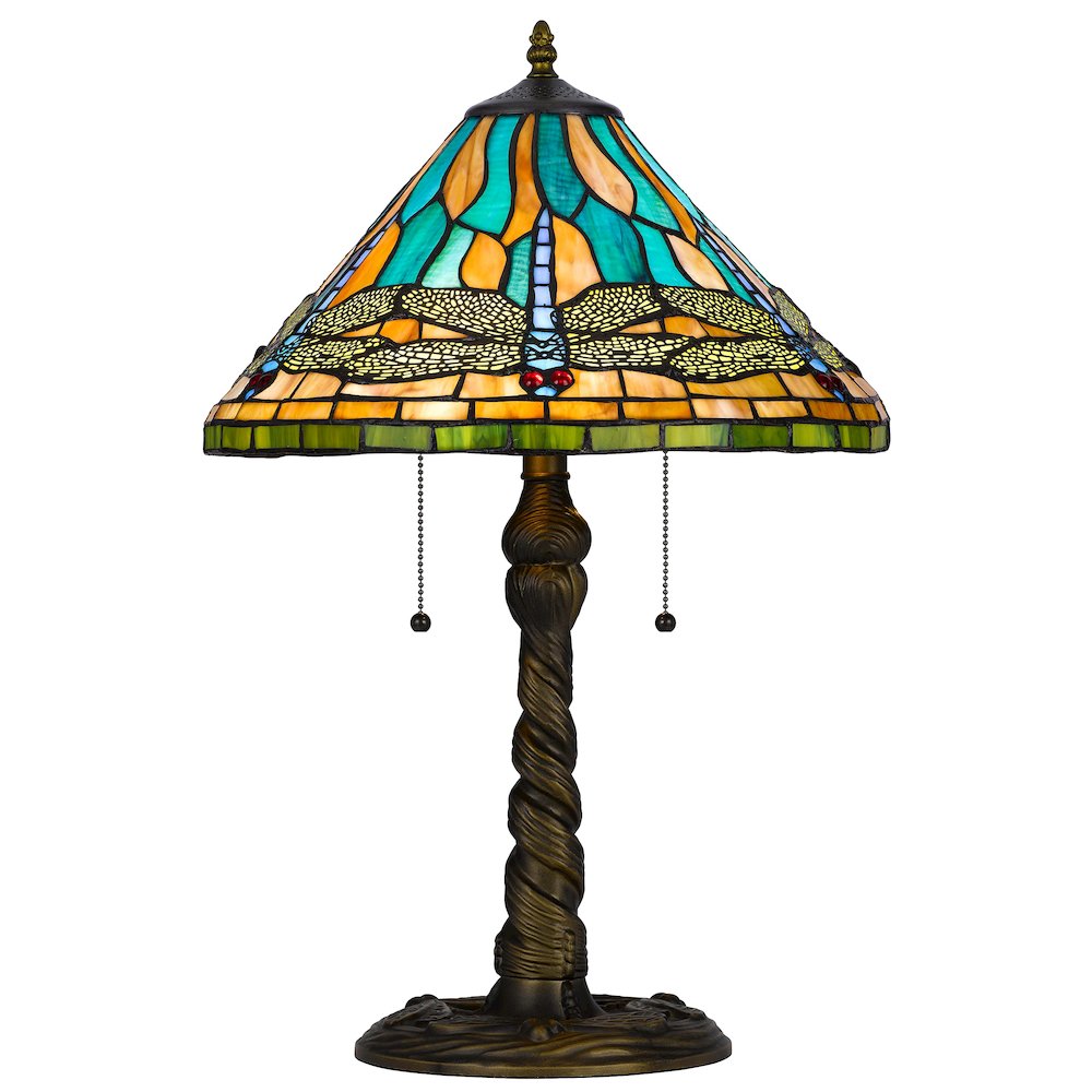 60W X 2 Metal/Resin Tiffany Table Lamp With Pull Chain Switches - Cal Lighting