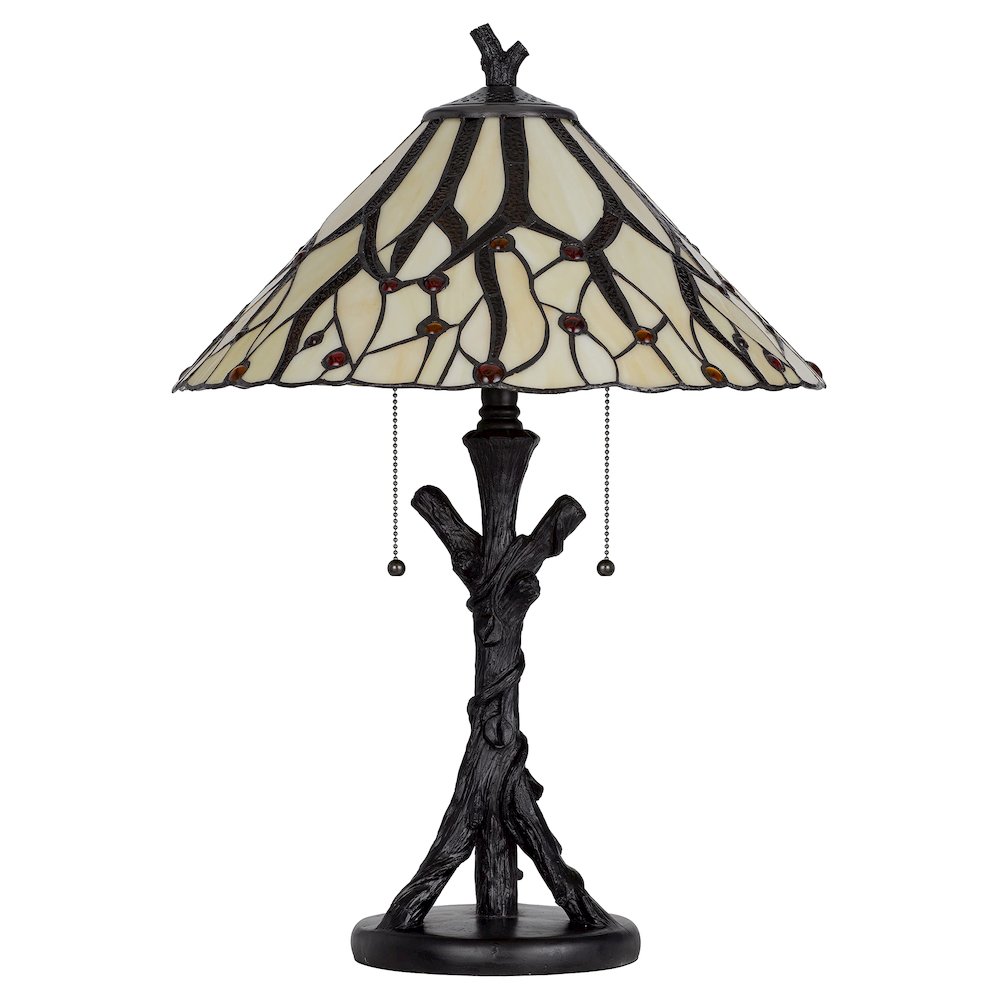 60W X 2 Metal/Resin Tiffany Table Lamp With Pull Chain Switches - Cal Lighting