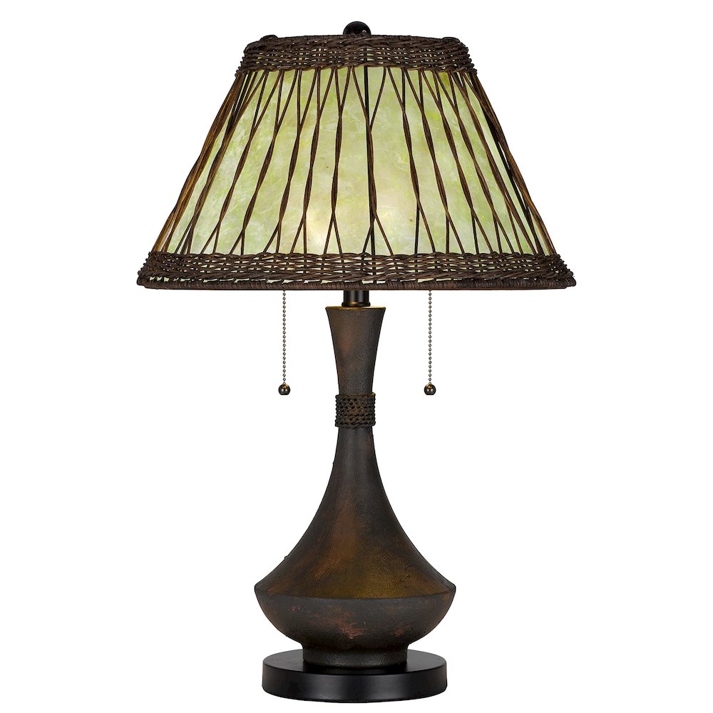 60W X 2 Mateo Metal/Resin Table Lamp With Pull Chain Switches And Rattan Shade - Cal Lighting