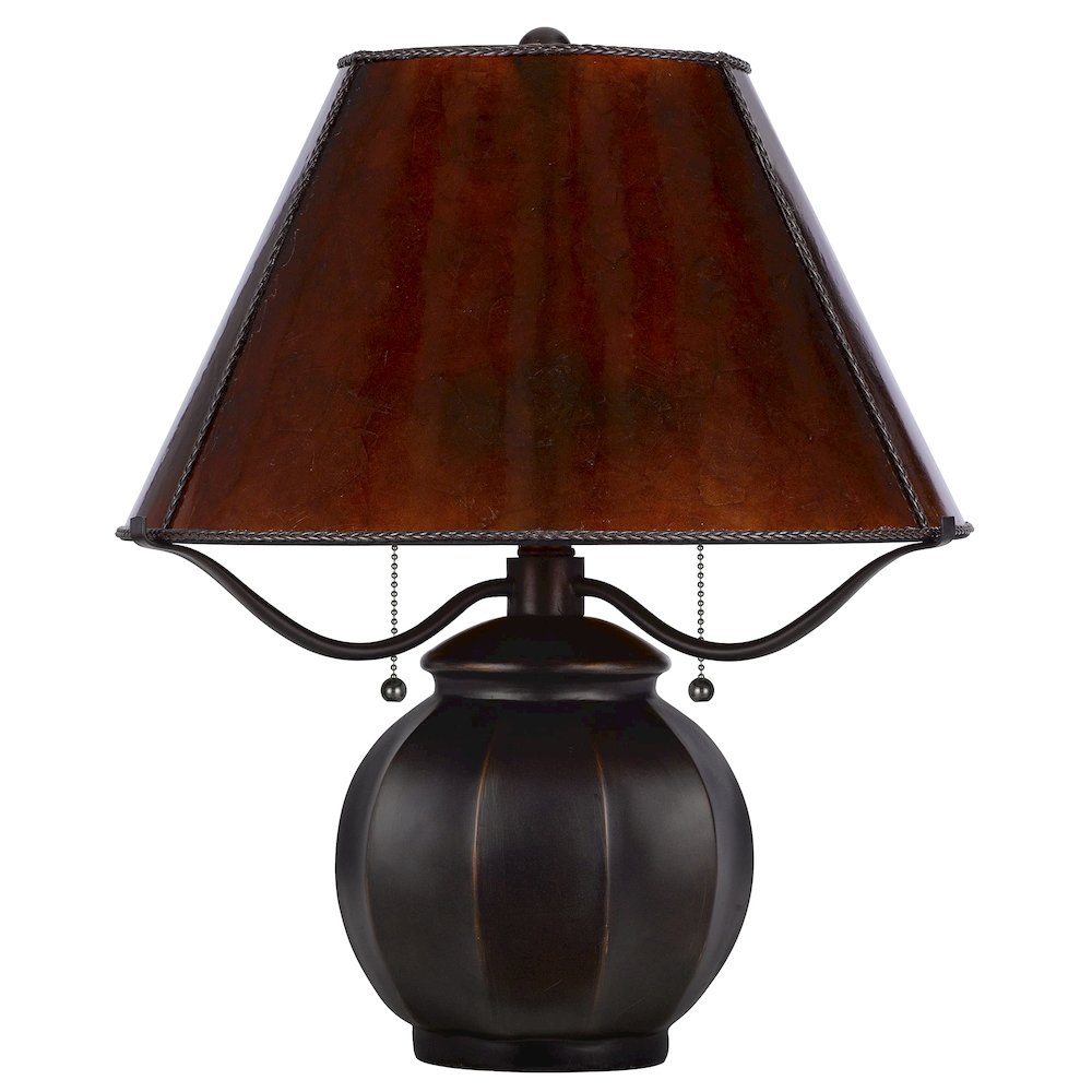 60W X 2 Indio Metal/Resin Mica Table Lamp With Pull Chain Switch - Cal Lighting