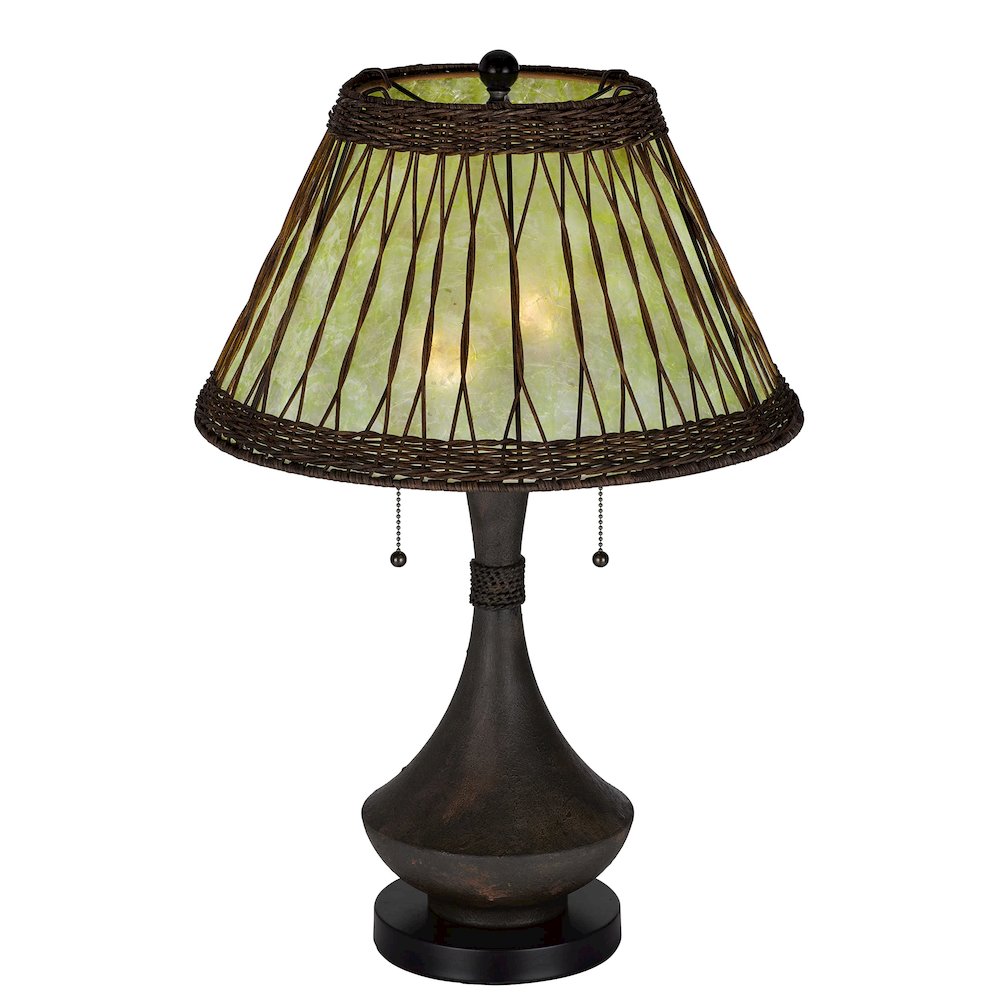 60W X 2 Mateo Metal/Resin Table Lamp With Pull Chain Switches And Rattan Shade - Cal Lighting