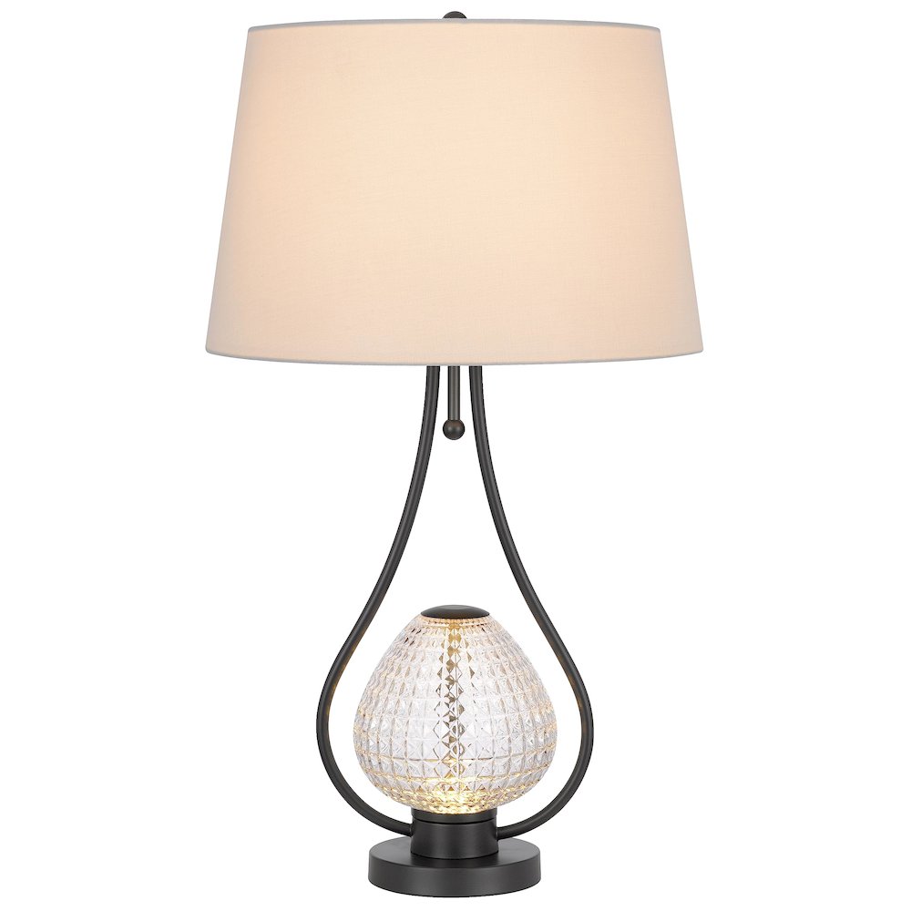 Forssa 100W 3 Way Table Lamp With 2W Led Night Light In Glass And Metal Base. - Cal Lighting