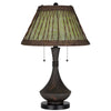 60W X 2 Mateo Metal/Resin Table Lamp With Pull Chain Switches And Rattan Shade - Cal Lighting