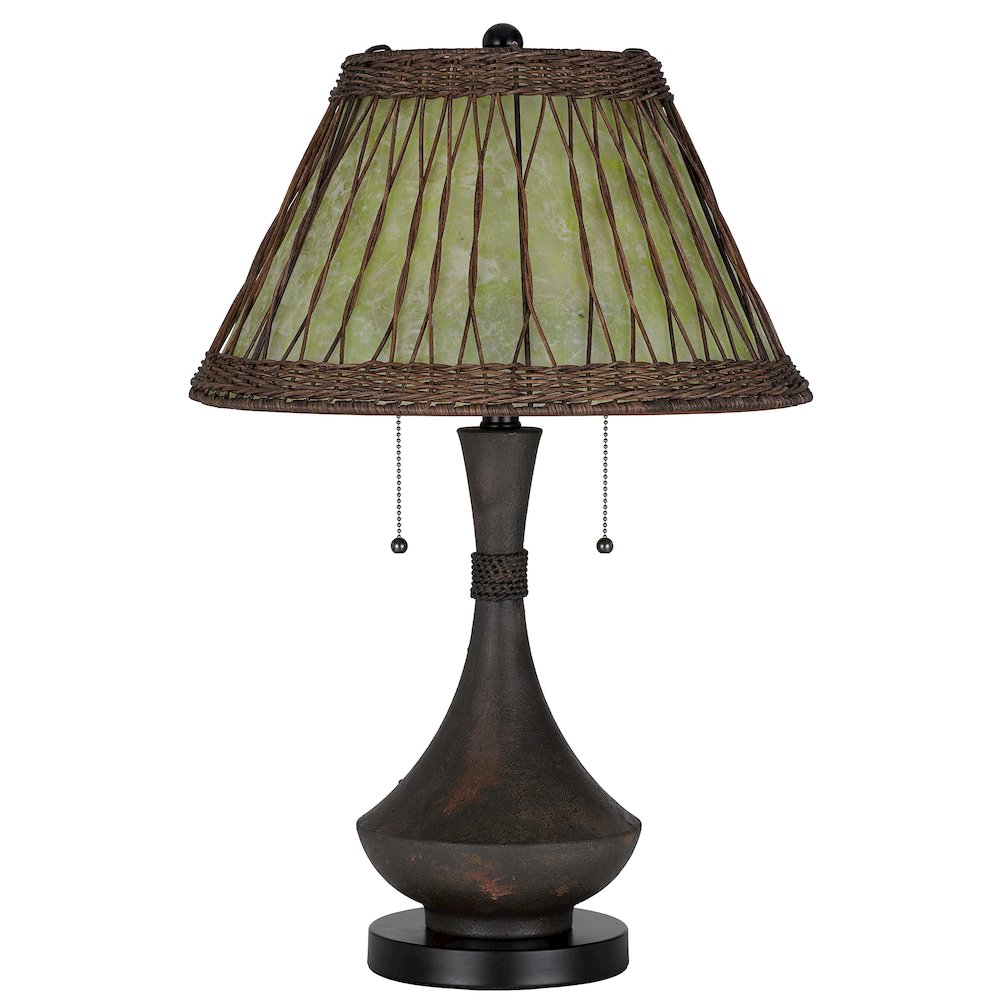 60W X 2 Mateo Metal/Resin Table Lamp With Pull Chain Switches And Rattan Shade - Cal Lighting