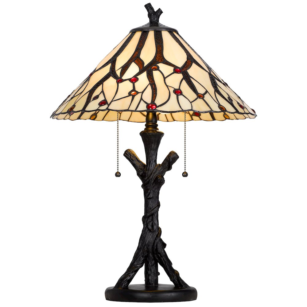 60W X 2 Metal/Resin Tiffany Table Lamp With Pull Chain Switches - Cal Lighting