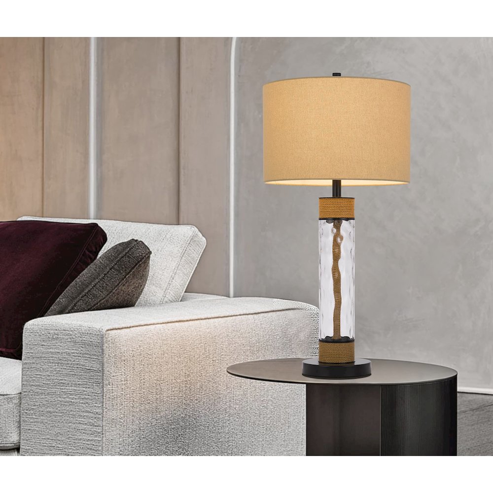 150W 3 Way Bartow Glass/Metal Table Lamp - Cal Lighting