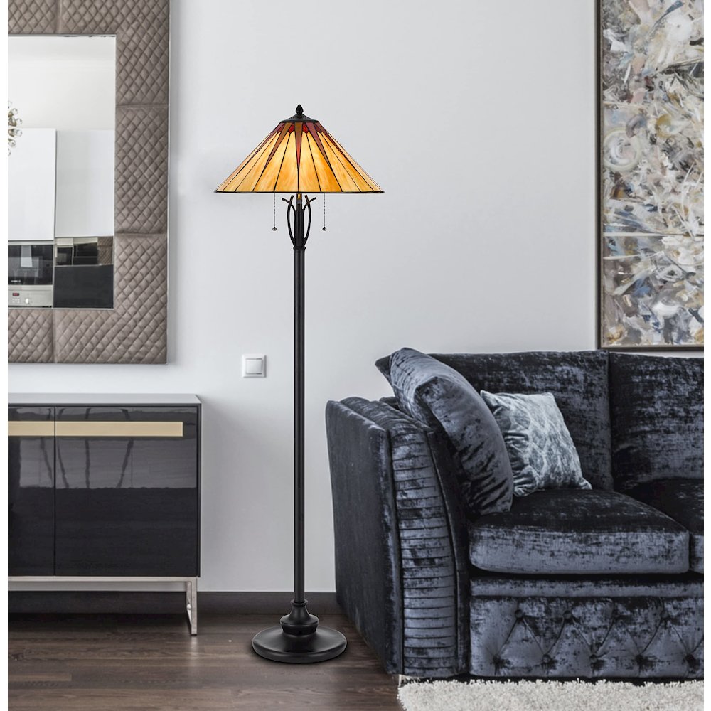 60W X 2 Metal/Resin Tiffany Table Lamp With Pull Chain Switches - Cal Lighting