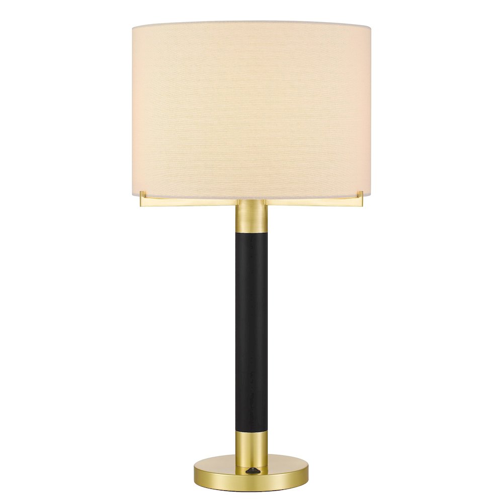 Goldston 100W Metal Table Lamp With Drum Hardback Fabric Shade - Cal Lighting