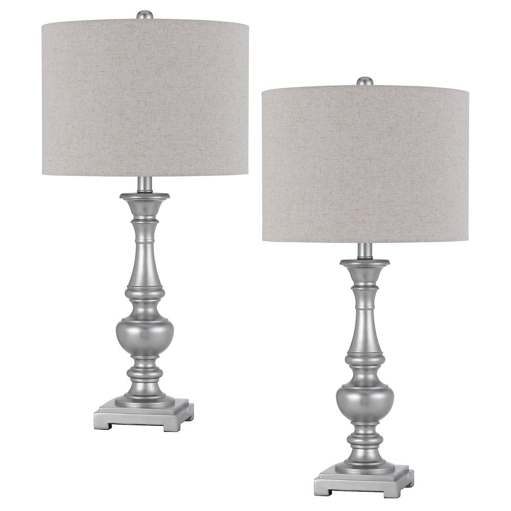 100W Nampa Resin Table Lamp With Hardback Drum Fabric Shade (Sold As Pairs) - Cal Lighting