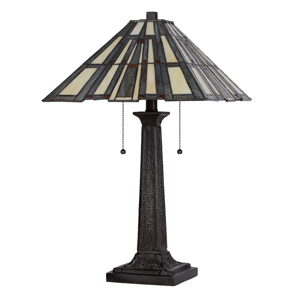 60W X 2 Metal/Resin Tiffany Table Lamp With Pull Chain Switches - Cal Lighting