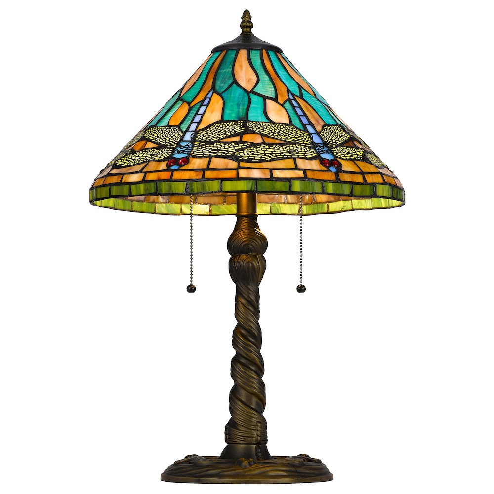 60W X 2 Metal/Resin Tiffany Table Lamp With Pull Chain Switches - Cal Lighting