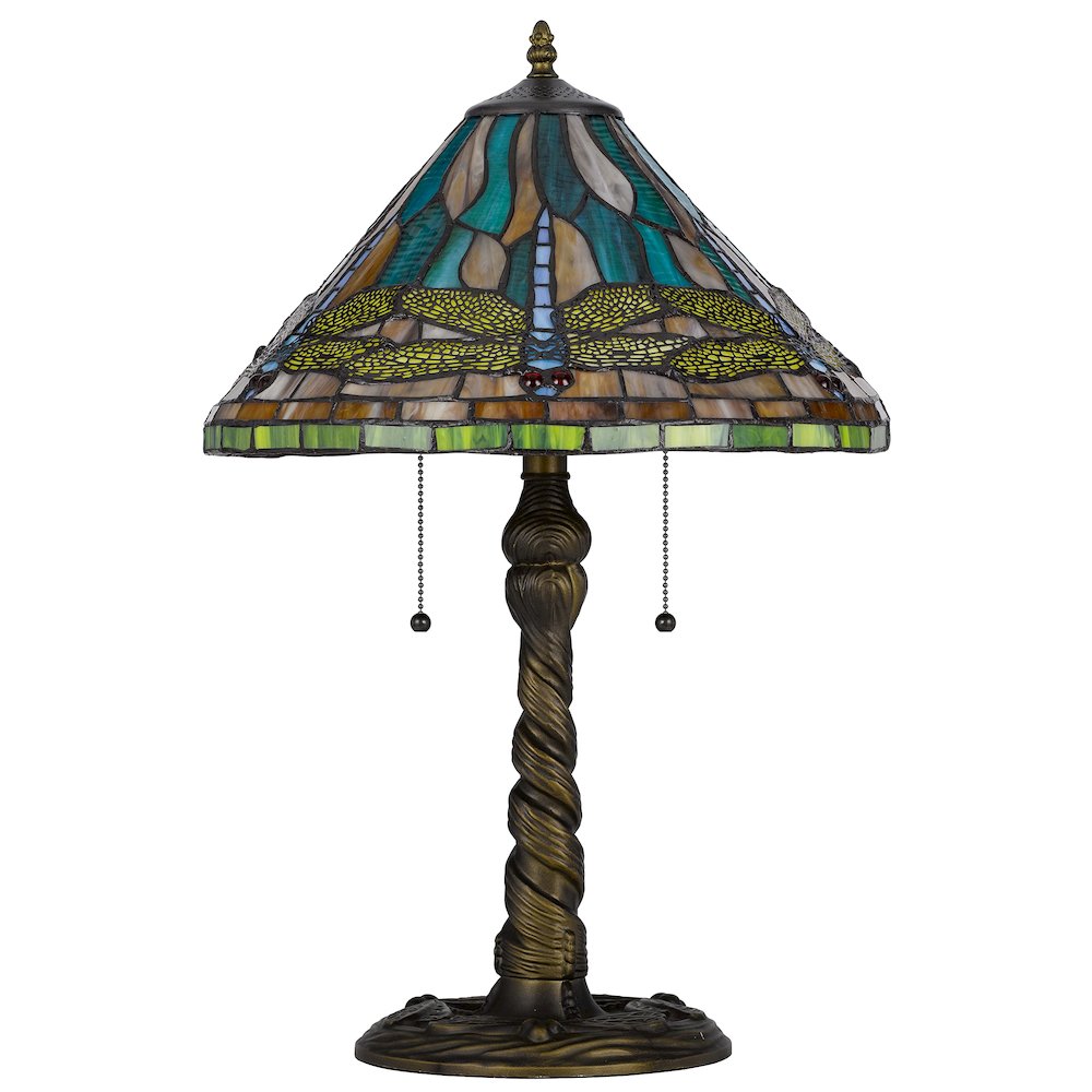 60W X 2 Metal/Resin Tiffany Table Lamp With Pull Chain Switches - Cal Lighting