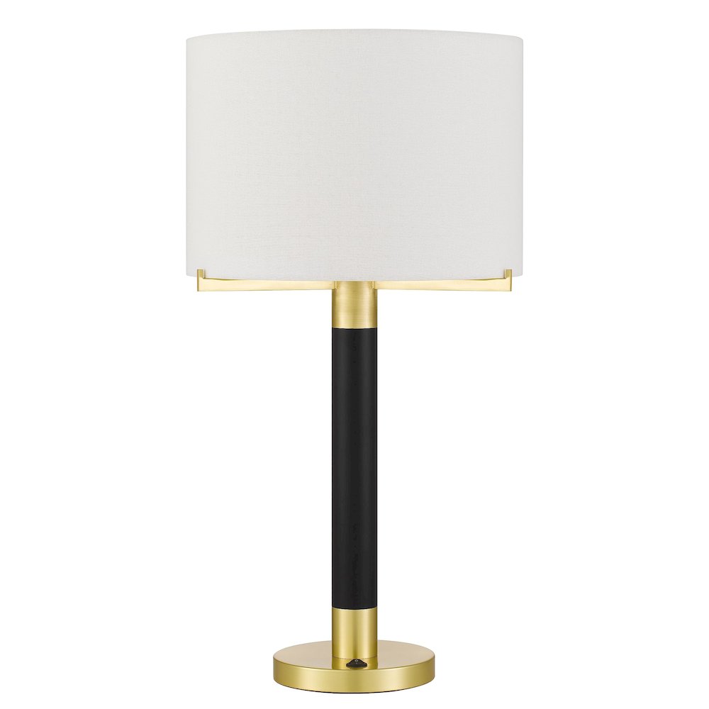 Goldston 100W Metal Table Lamp With Drum Hardback Fabric Shade - Cal Lighting