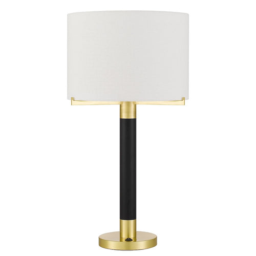 Goldston 100W Metal Table Lamp With Drum Hardback Fabric Shade - Cal Lighting