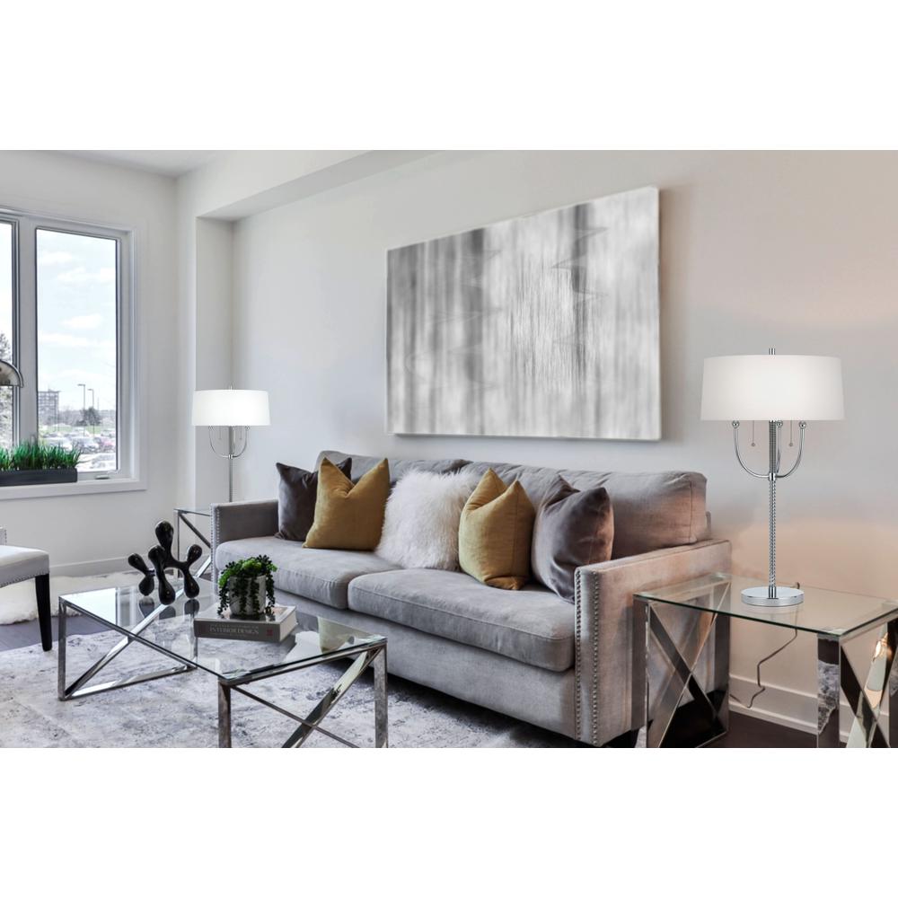 60W X 2 Lesinametal  Floor Lamp With Linen Shade - Cal Lighting