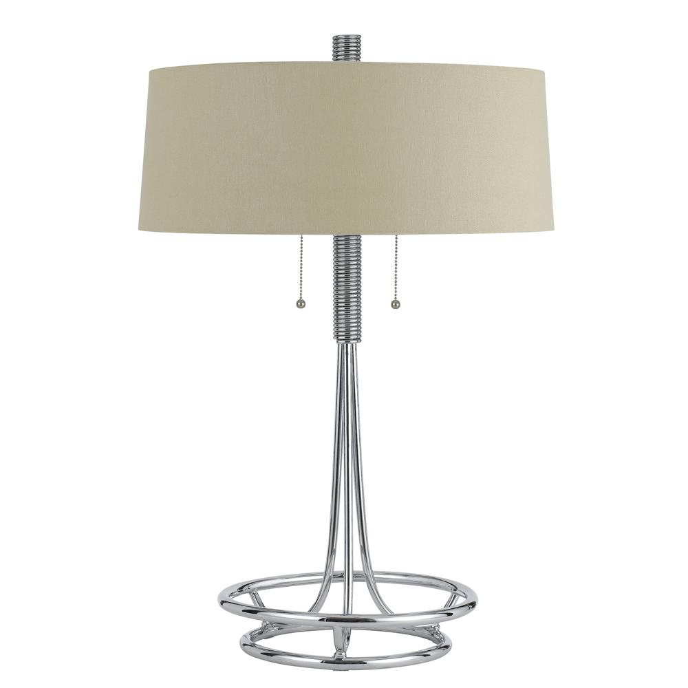 60W X 2 Leccemetal  Table Lamp With Burlap Shade - Cal Lighting