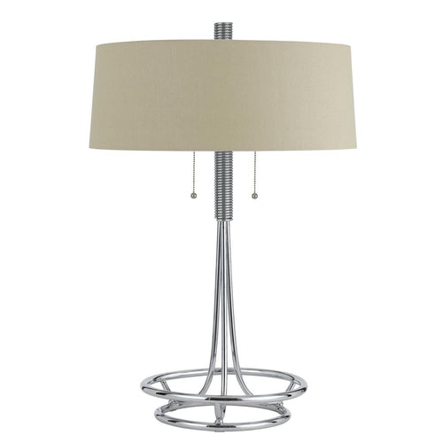 60W X 2 Leccemetal  Table Lamp With Burlap Shade - Cal Lighting