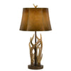 150W 3 Way Darby Antler Resin Table Lamp With Leathrette Shade - Cal Lighting
