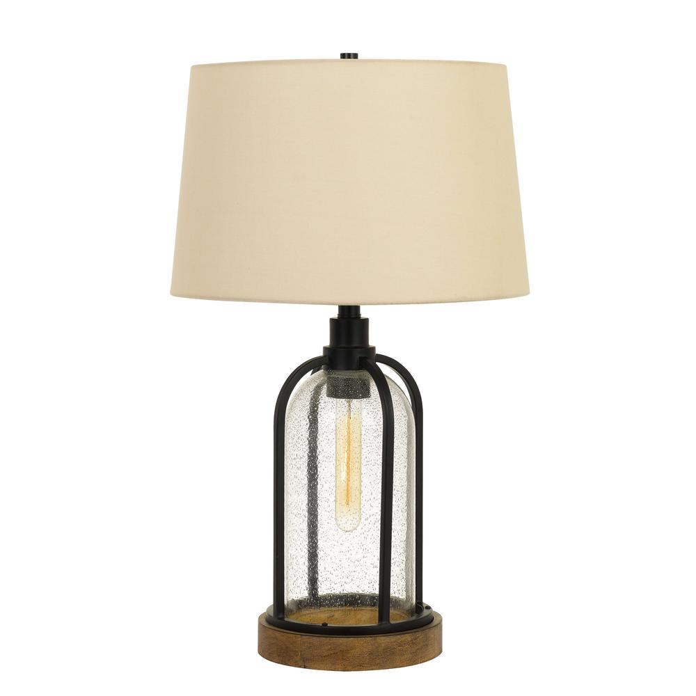 100W Ciney Glass/Metal/Pine Wood Table Lamp With 25W Night Light (Edison Bulb included) - Cal Lighting