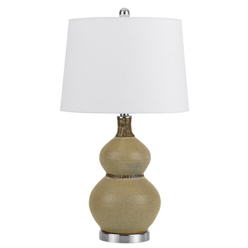 150W Sion Ceramic Table Lamp With Taper Drum Linen Hardback Shade (Priced And Sold As Pairs) - Cal Lighting