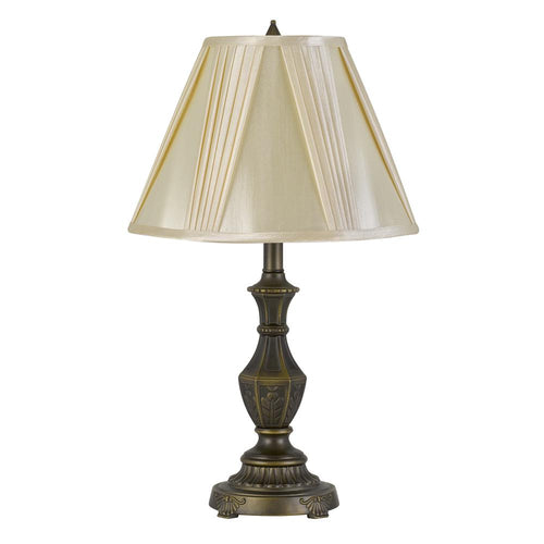 100W Cory Aluminum Casted Table Lamp With Softback Fan Pleated Faux Silk Shade - Cal Lighting