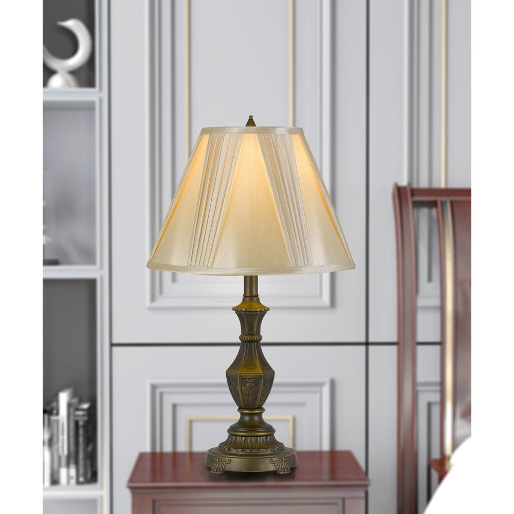 100W Cory Aluminum Casted Table Lamp With Softback Fan Pleated Faux Silk Shade - Cal Lighting