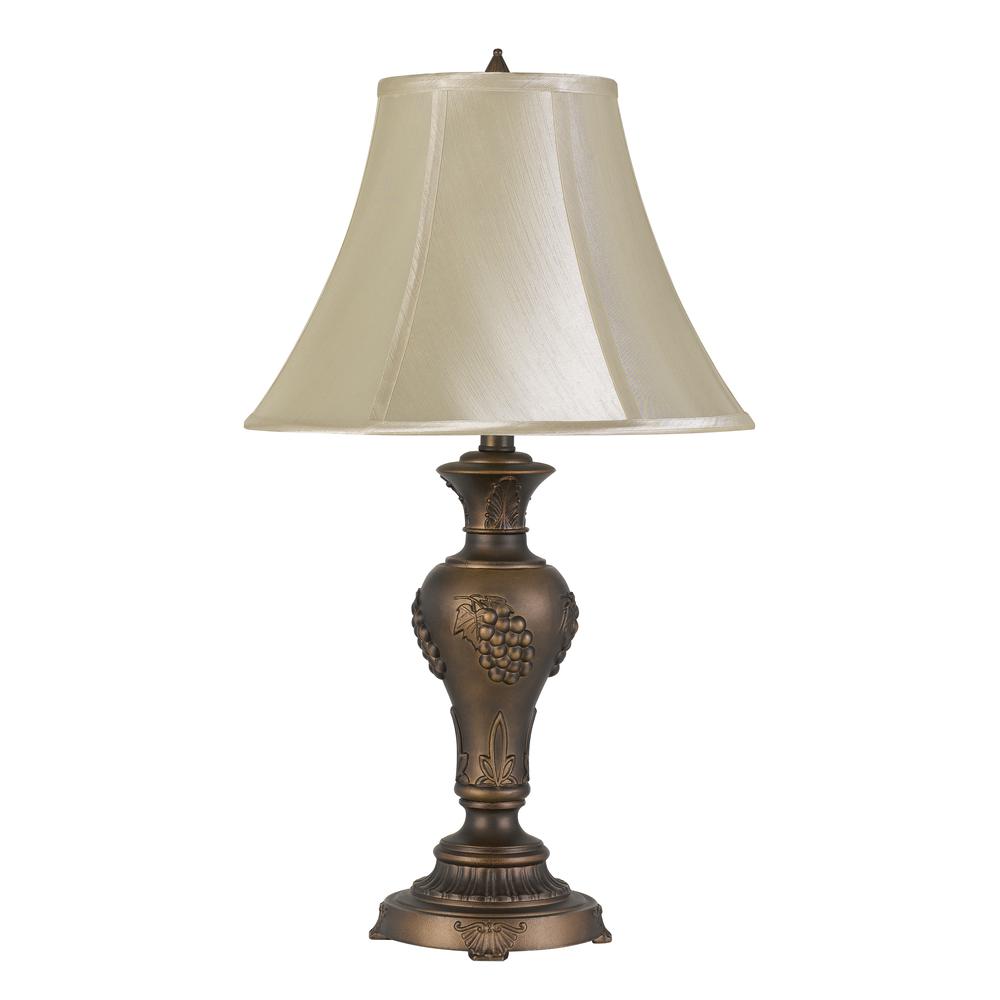 100W Cavan Aluminum Casted Table Lamp With Softback Faux Silk Shade - Cal Lighting