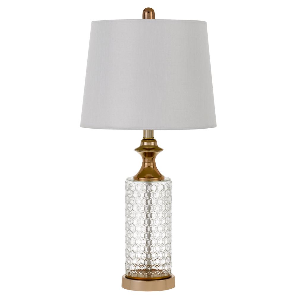 100W Breda Glass Table Lamp With Taper Drum Hardback Fabric Shade  (Priced And Sold As Pairs) - Cal Lighting