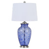 150W 3 way Ashland glass table lamp with hardback taper drum fabric shade - Cal Lighting