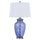 150W 3 Way Ashland Glass Table Lamp With Hardback Taper Drum Fabric Shade - Cal Lighting