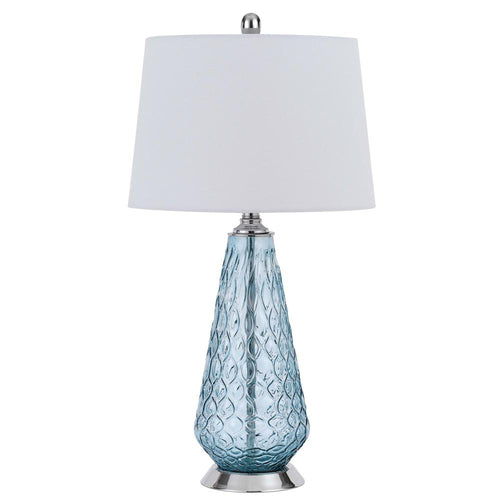 150W 3 Way Mayfield Glass Table Lamp With Hardback Taper Drum Fabric Shade - Cal Lighting