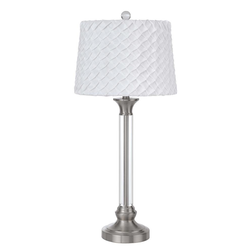 150W 3 way Ruston crystal/metal table lamp with pleated hardback shade - Cal Lighting