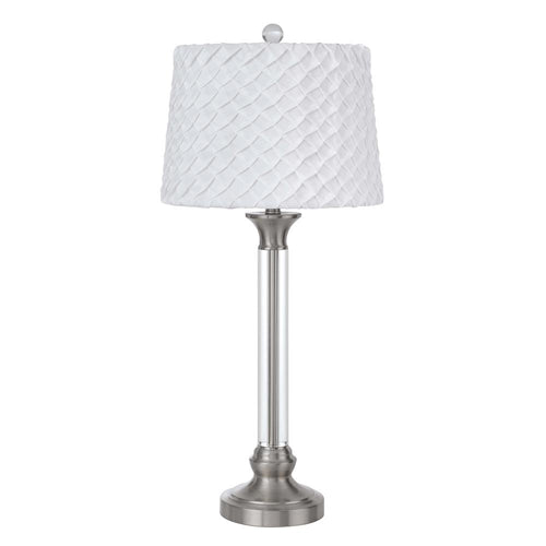 150W 3 Way Ruston Crystal/Metal Table Lamp With Pleated Hardback Shade - Cal Lighting