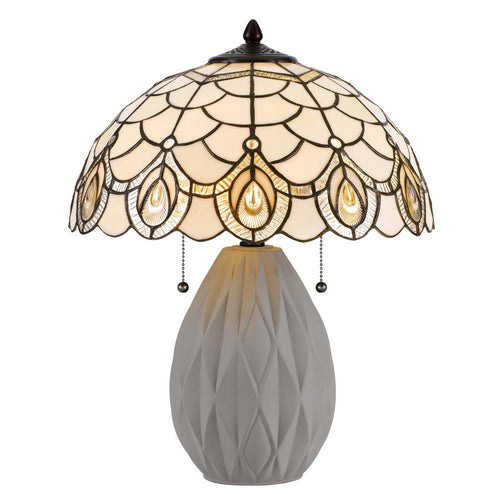 60W X 2 Tiffany Table Lamp With Pull Chain Switch And Resin Lamp Body - Cal Lighting