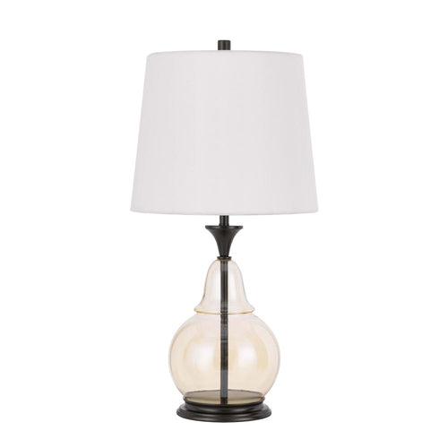 150W 3 Way Kittery Glass Table Lamp With Hardback Fabric Shade - Cal Lighting